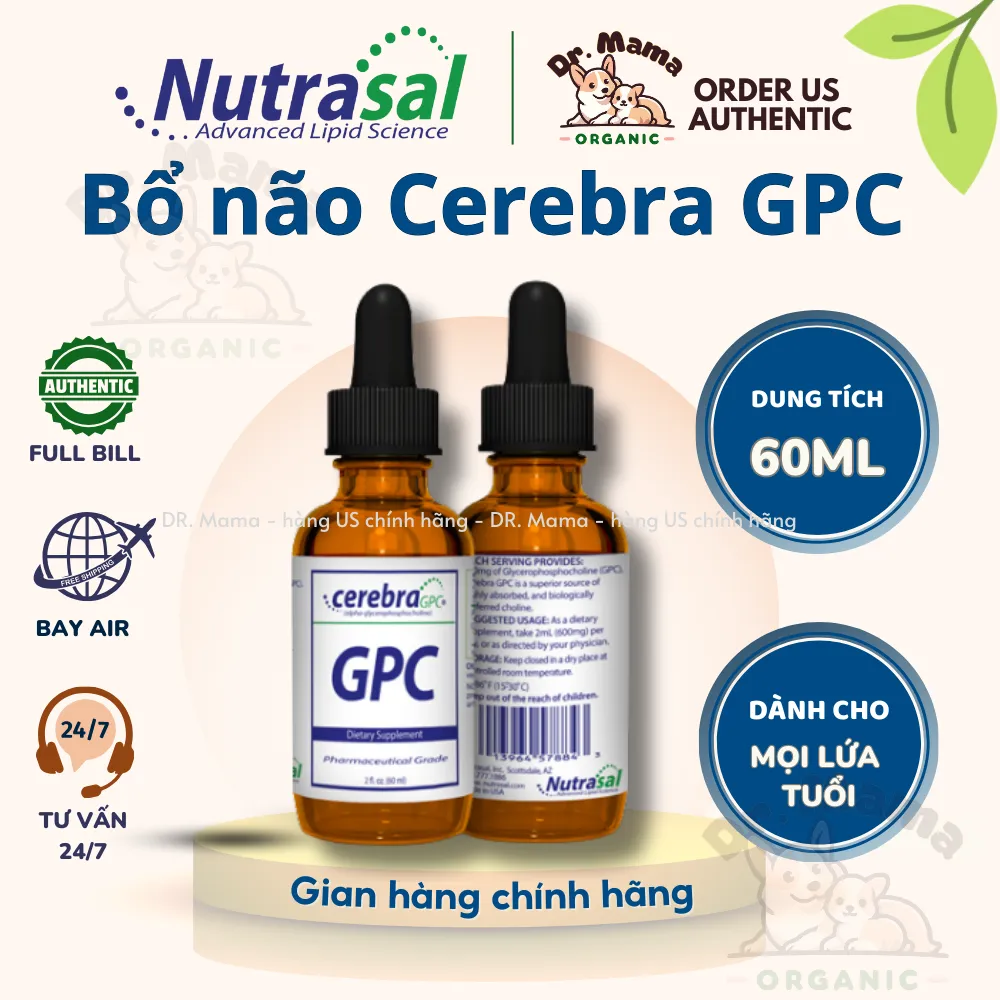 Cerebra GPC Nutrasal - Bổ não, Dẫn Truyền Não, Cải Thiện Chức Năng Não