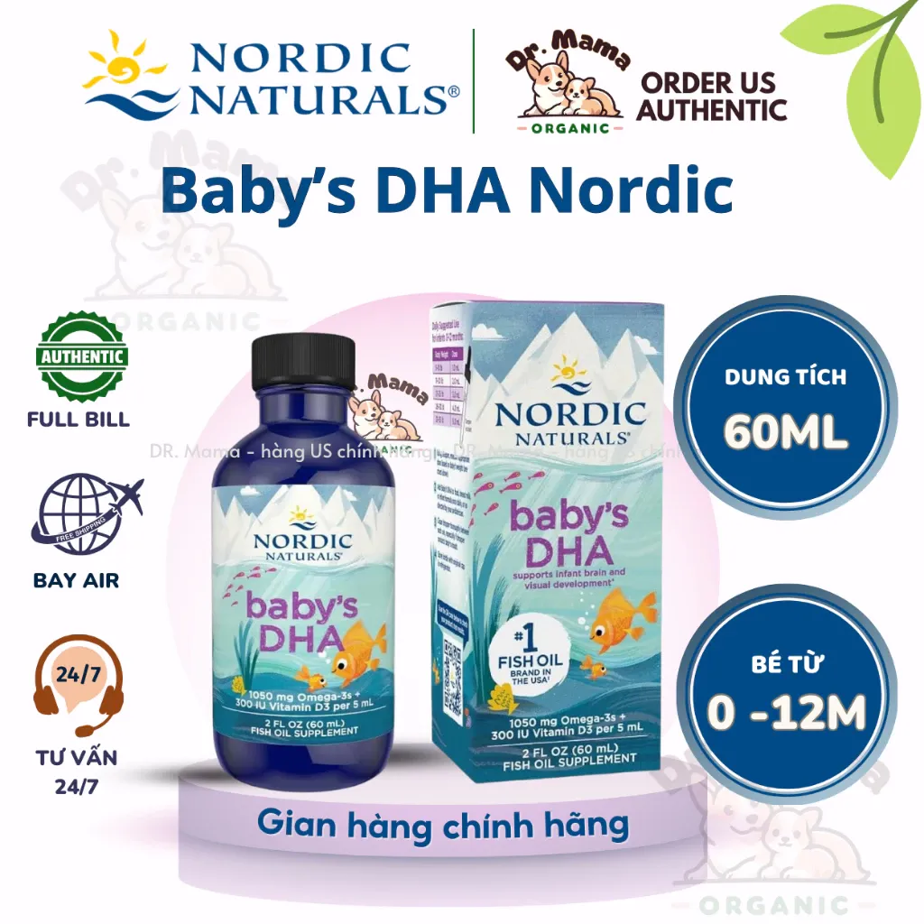 Baby's DHA Nordic Naturals Phát Triển Não Bộ, Tăng Cường Đề Kháng