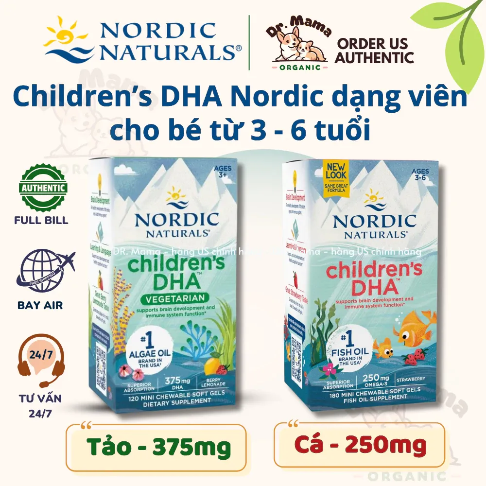 Children's DHA dạng viên - Nordic Naturals cho bé từ 3 tuổi, giúp phát triển trí não, khả năng học hỏi
