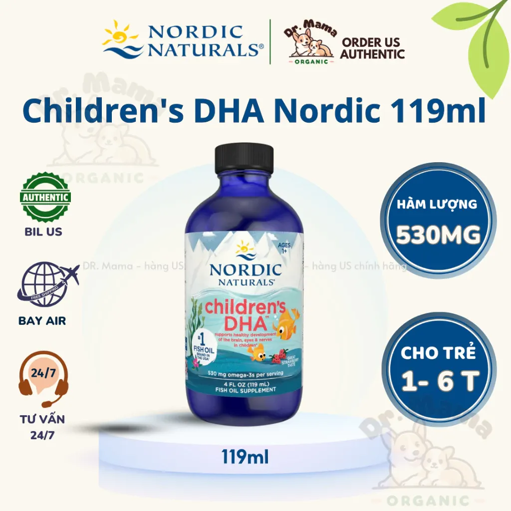 Children's DHA 539mg Nordic Naturals Phát Triển Não Bộ, Ngôn Ngữ, Đề Kháng