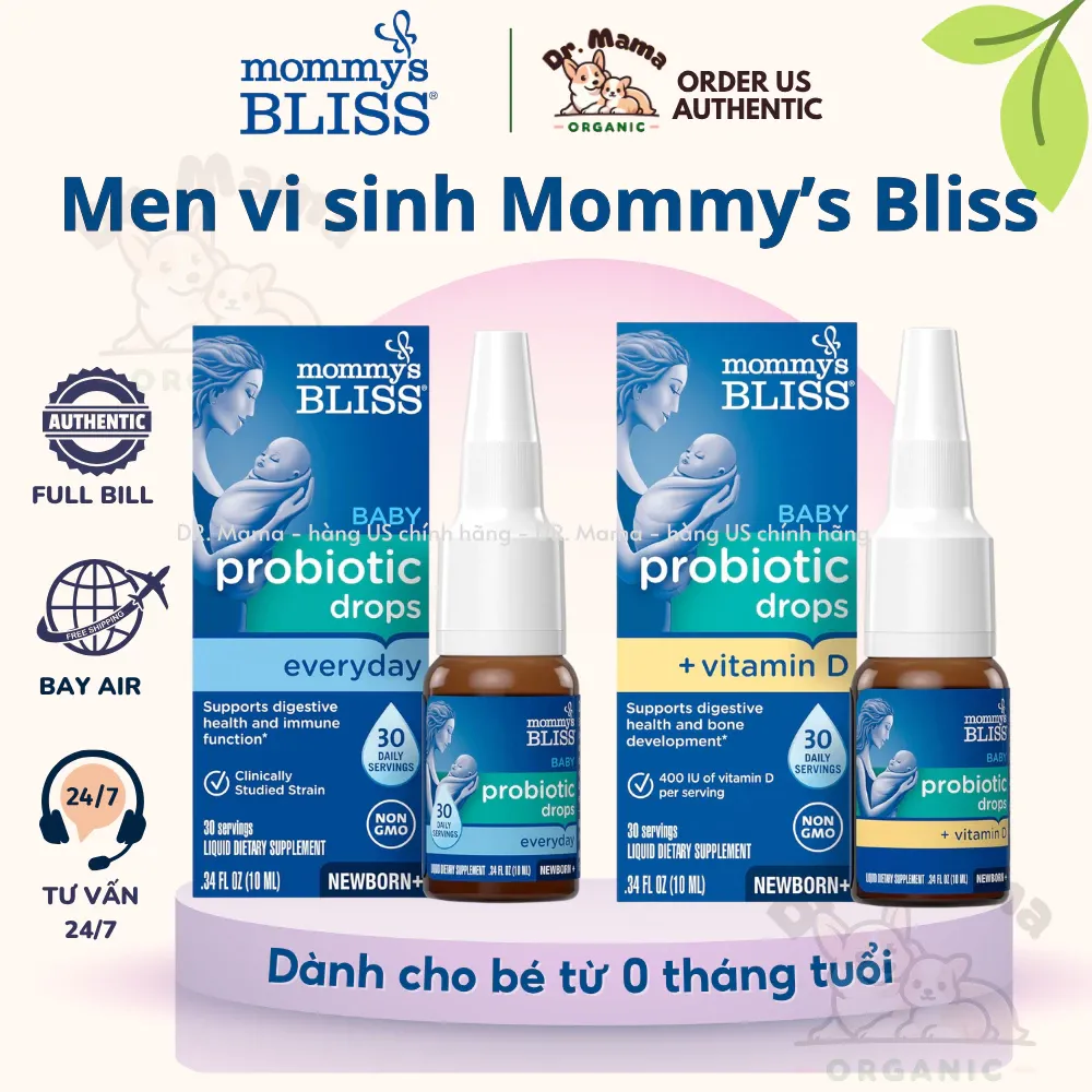 Men vi sinh Mommy's Bliss Probiotic Drops, cung cấp 1 tỉ lợi khuẩn cho bé từ 0 tháng tuổi