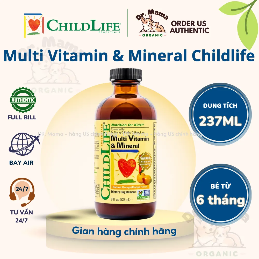 Vitamin tổng hợp và khoáng chất cho bé, hỗ trợ bé ăn ngon, tăng đề kháng - Childlife 237ml