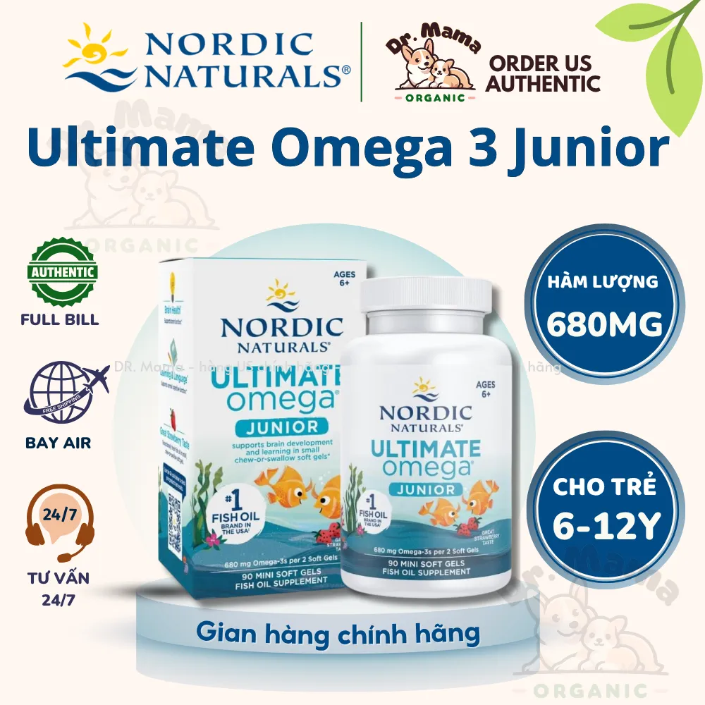 Omega 3 Junior Nordic Naturals Cho Bé Từ 6 - 12 Tuổi - Phát Triển Não Bộ -Tăng Tính Tập Trung