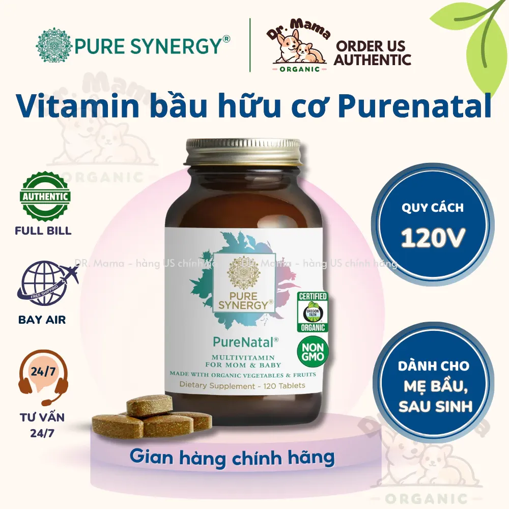 Vitamin bầu hữu cơ PureNatal MultiVitamin For Mom & Baby - PureSynergy 