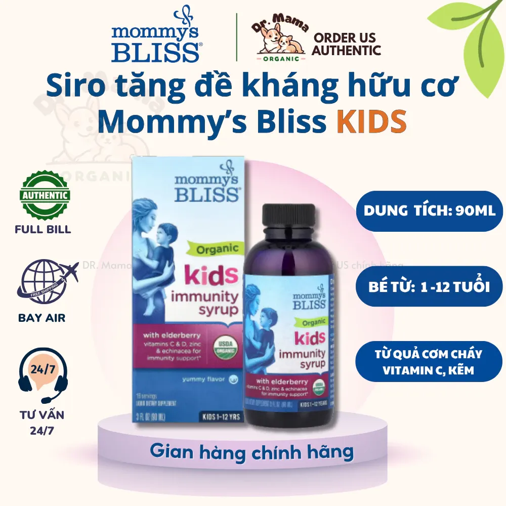 Tăng đề kháng hữu cơ cho bé từ 1 tuổi - Mommy's Bliss Immunity Syrup Kids 